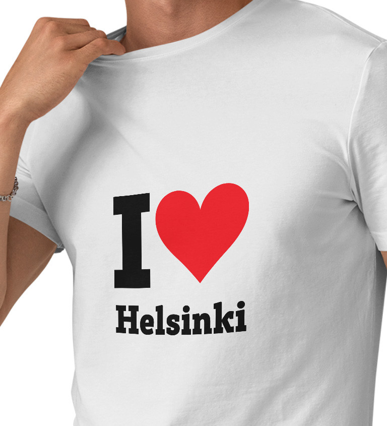 Pánske tričko biele - I love Helsinki