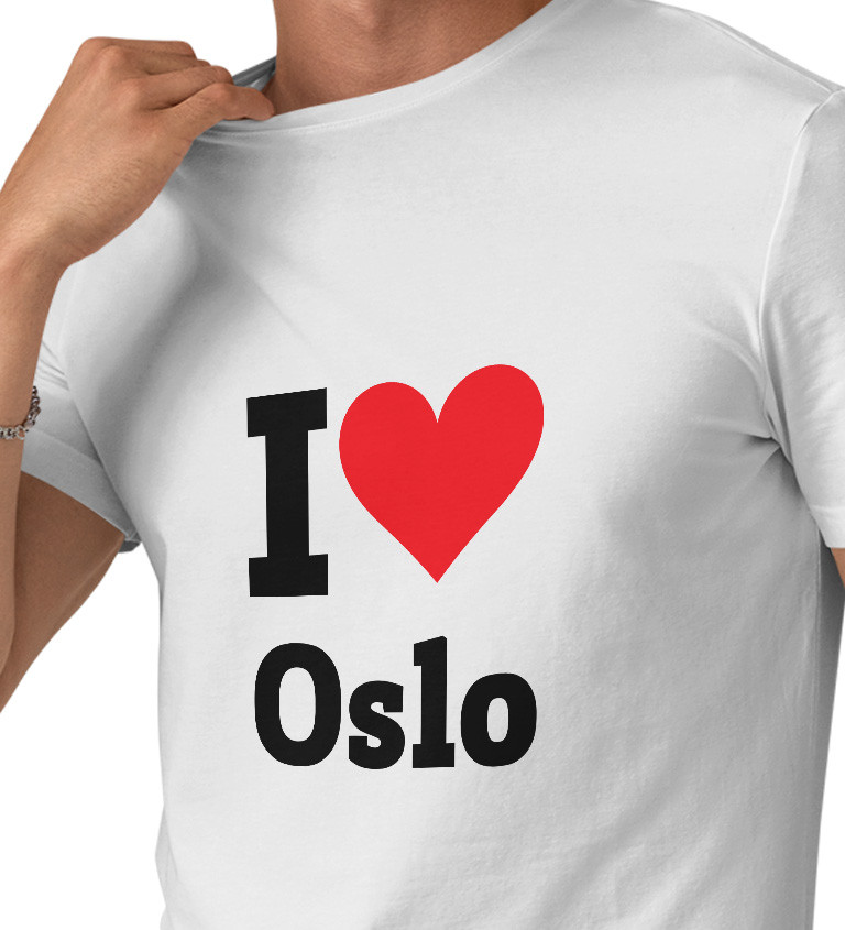 Pánske tričko biele - I love Oslo