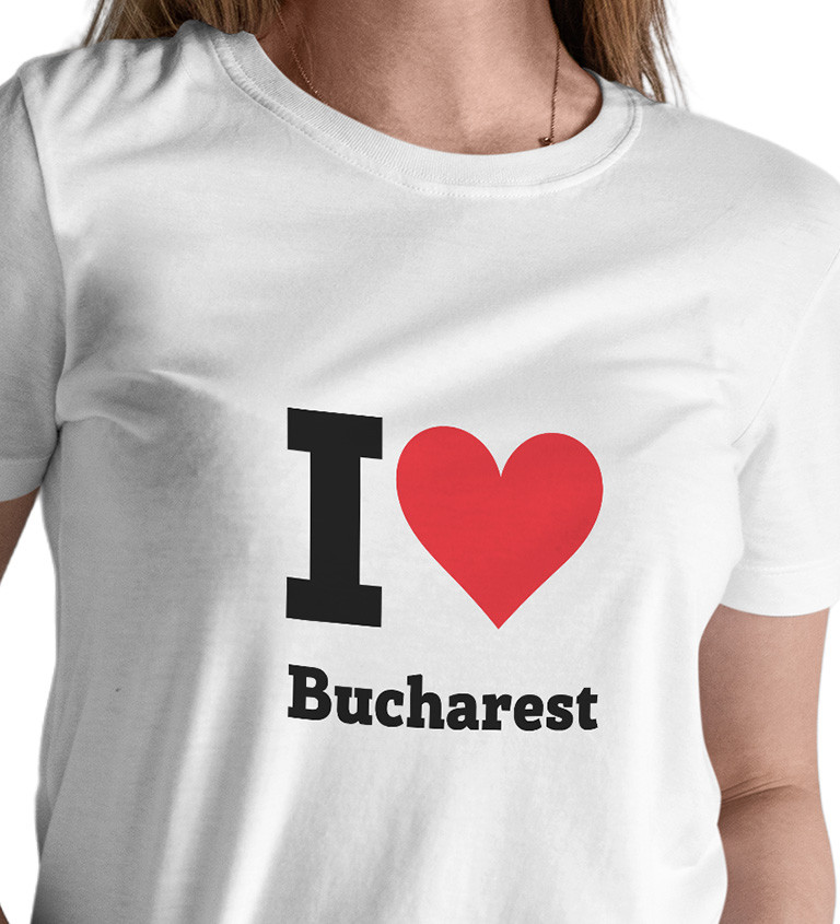 Dámske tričko biele - I love Bucharest
