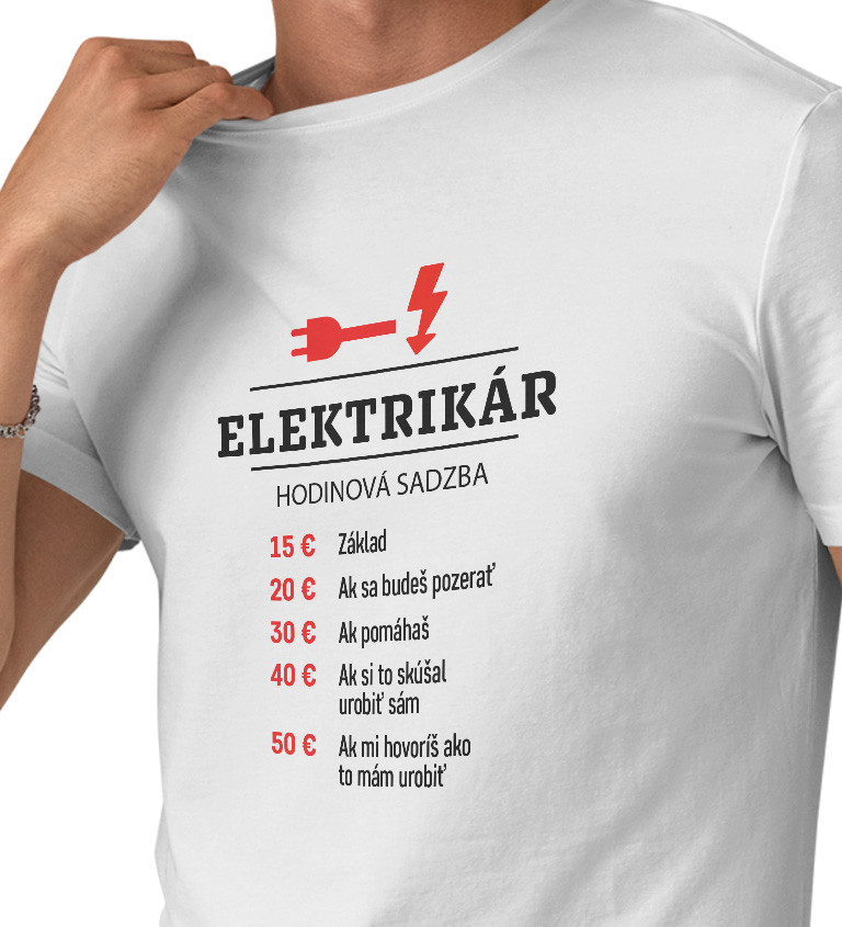 Pánske tričko biele - Elektrikár