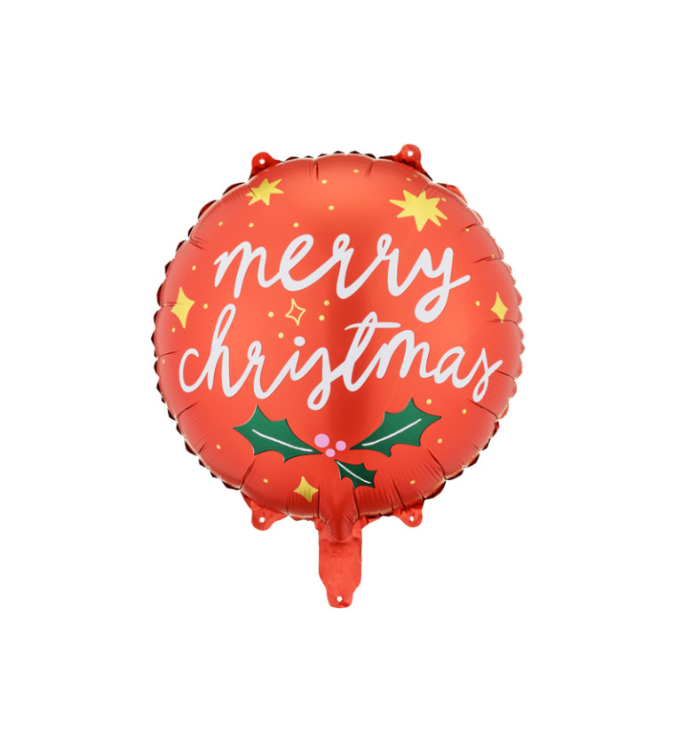 Fóliový balónik "Merry Christmas", červený