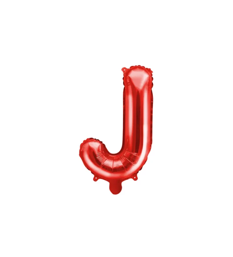 Fóliový balónik "J", červený 35 cm