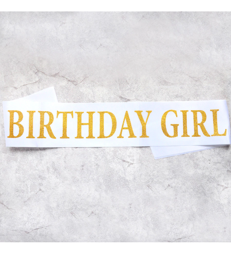 Šerpa biela Birthday Girl
